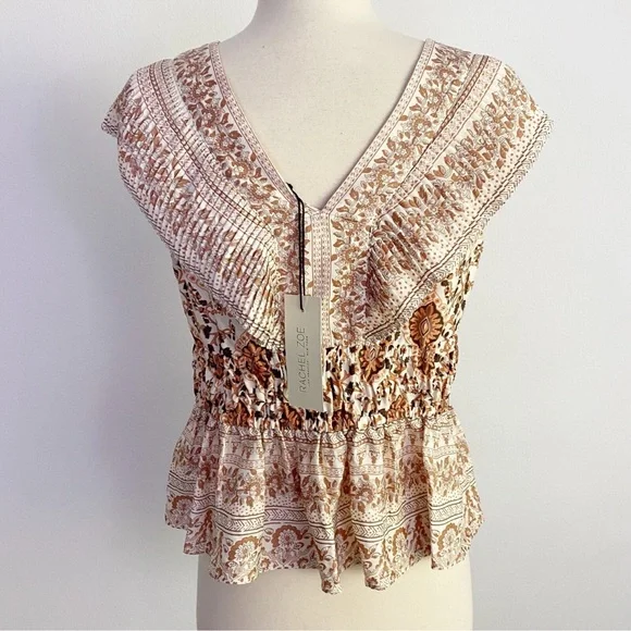 Rachel Zoe Floral Smocked Peplum Top - Picture 10 of 15